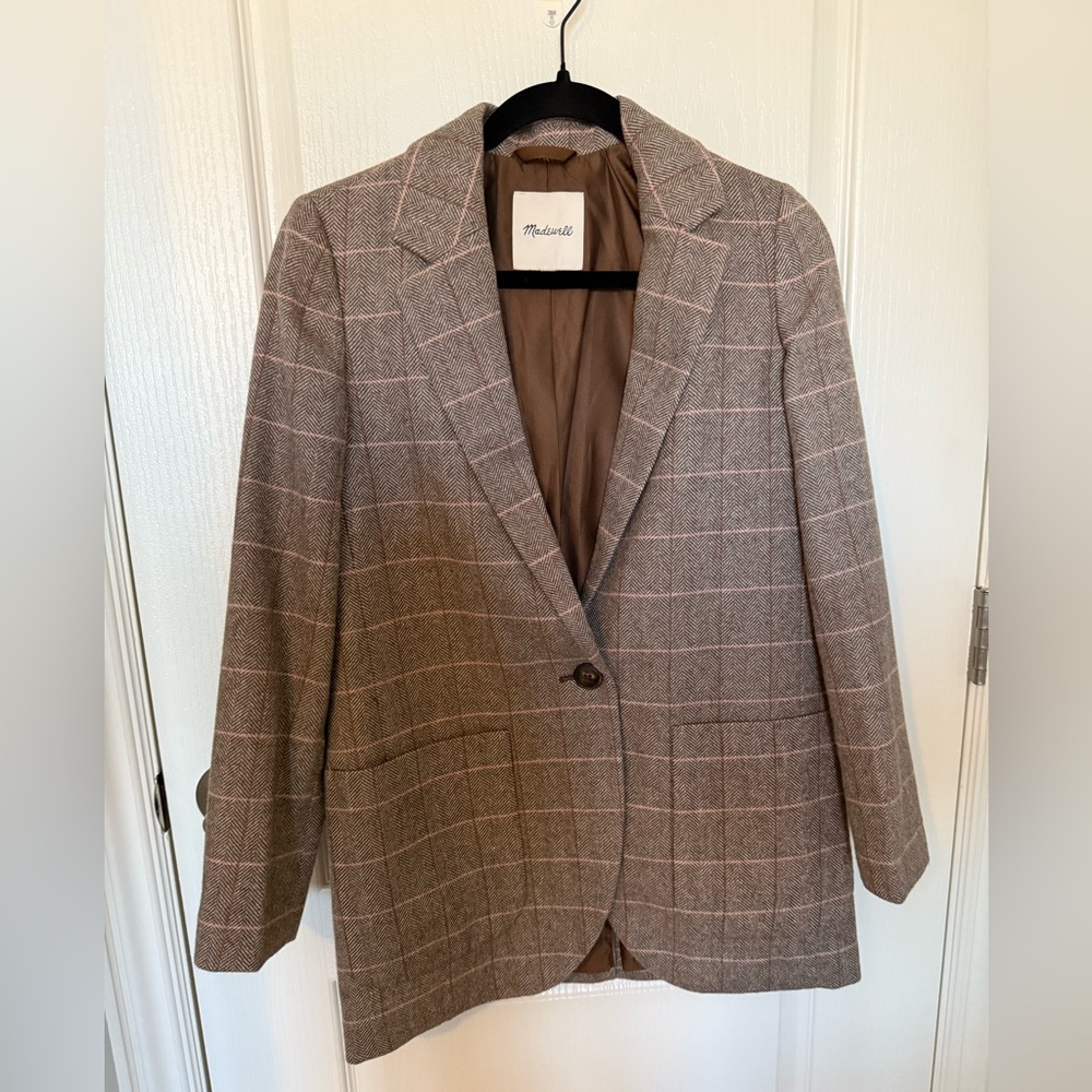 Madewell Brown Plaid Blazer